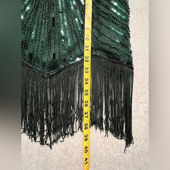 New Lulus Full Glam Emerald Green Sequin Fringe Mini Dress XS NWOT - Picture 11 of 14